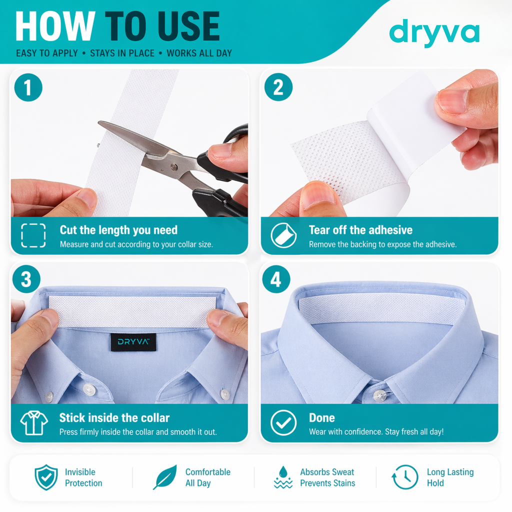 Dryva™ Invisible Collar Protection Tape for Sweat & Stains (2 Rolls)