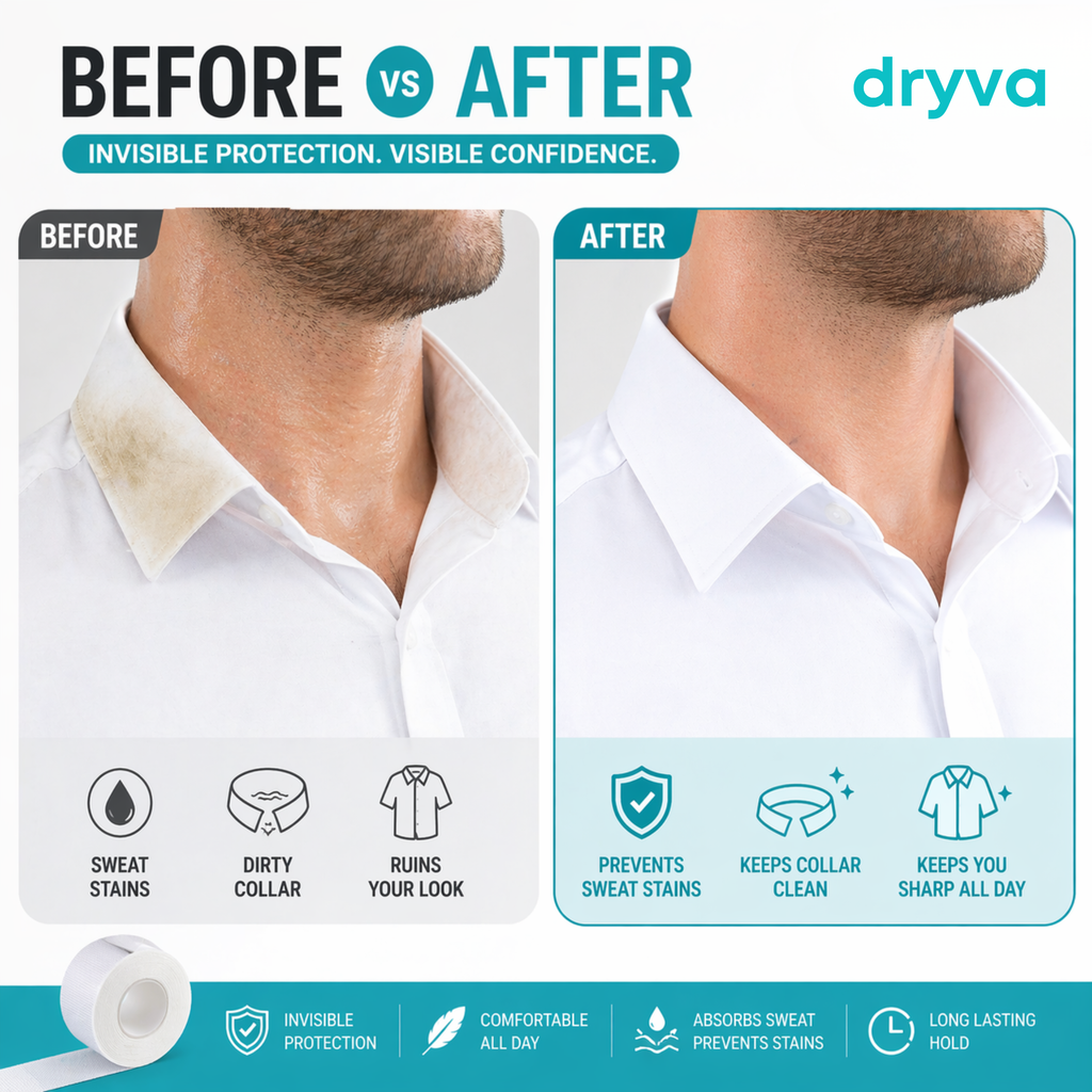 Dryva™ Invisible Collar Protection Tape for Sweat & Stains (2 Rolls)